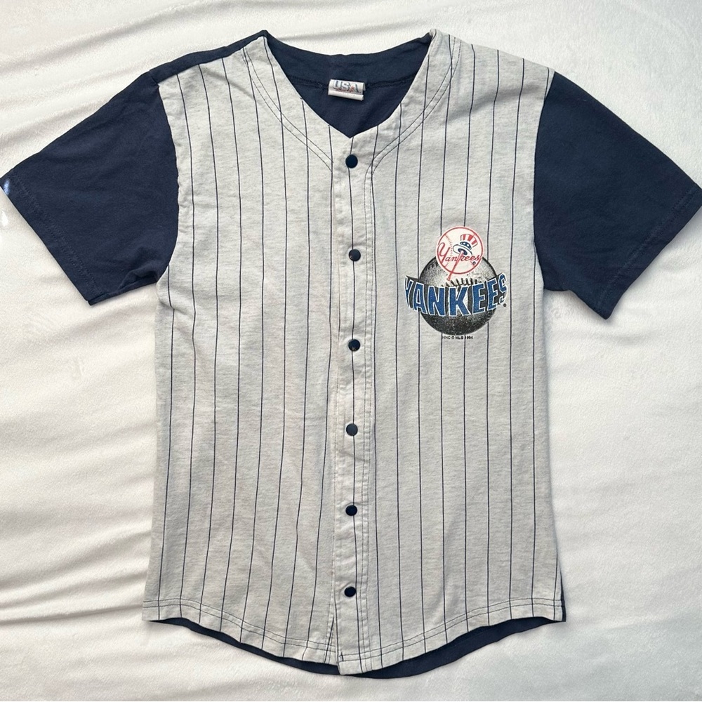 Vintage 1994 New York Yankees MLB Baseball T-Shirt USA Line Up Kids L 14-16